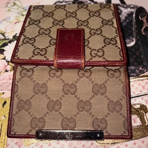 Gucci Marmont Signature GG Wallet Brown Leather Trim And Tan Canvas in Bag EUC 🚩 - Picture 7 of 10